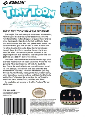 Tiny Toon Adventures (USA) box cover back